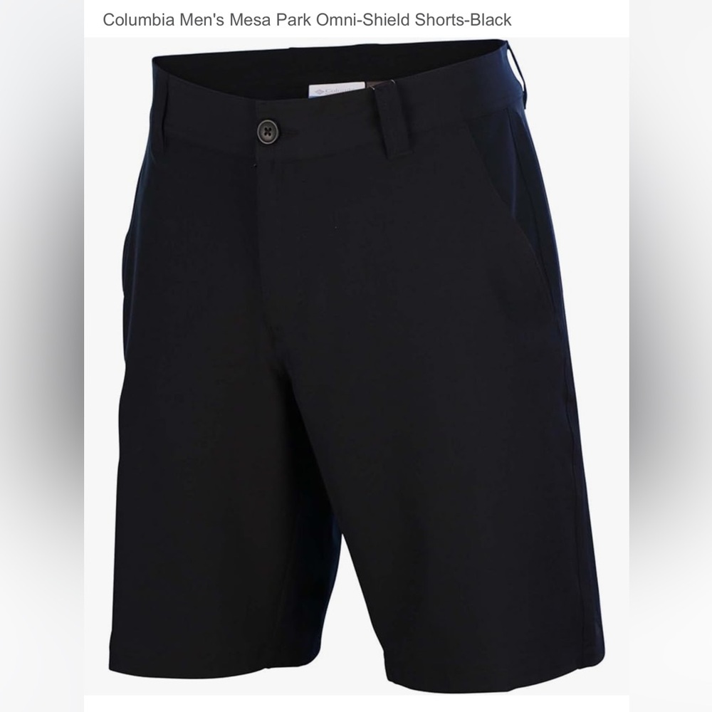 Men's Columbia Mesa Park Black Flat Front Shorts Athletic Casual Wear Sz 36